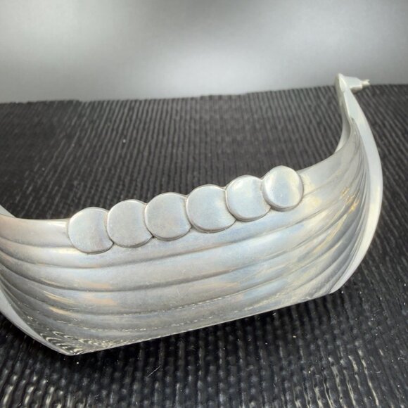 Just Andersen Danmark No 1109 Signed Pewter Viking Ship Salt Cellar Denmark VTG - Picture 6 of 11